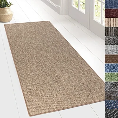 Abbildung von KARAT Teppich Läufer für Küche, Flur &amp; Wohnraum Teppichläufer auf Maß Meterware Flurteppich Küchenläufer Wohnzimmer (80 x 100 cm, Alto Beige)
