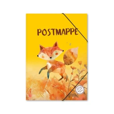 Abbildung von itenga Postmappe Gummizugmappe mit Motiv DIN A4 Gummizugverschluss Sammelmappe Eckspanner (Fuchs)