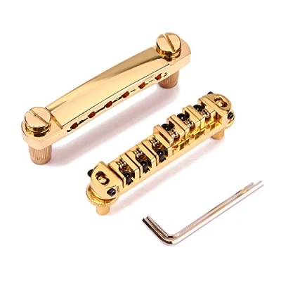 Abbildung von Alnicov Gitarrensteg Saitenhalter Gold Pating Roller Sattel Tune O Matic LP E Gitarre Ersatz