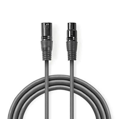 Abbildung von NEDIS DMX Adapterkabel XLR 3 Pin Stecker Buchse Vernickelt rund PVC Dunkelgrau Kartonhülle 1.50 m