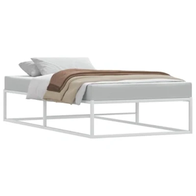 Abbildung von vidaXL Bettgestell ohne Matratze Weiß 100x200 cm Metall, Bettrahmen, Schlafzimmermöbel, Bett mit Lattenrost, Schlafzimmerbett, Bett, Einzelbett
