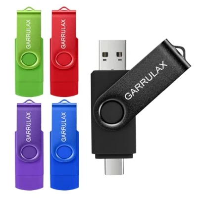 Abbildung von GARRULAX USB Flash Laufwerk, 2 in 1, OTG, Typ C, 2.0, drehbarer Speicherstick für Datumsspeicher, Pendrive Daumen Android Smartphones, MacBook, Tablets, PC (gemischte Farben, 8 GB)