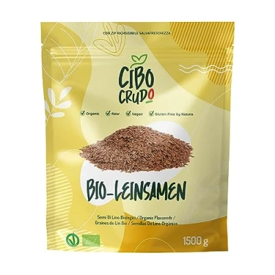 Abbildung von Braun Bio Leinsamen Ganz 1.5 Kg. Höchster Qualität Nicht Geschrotet Ideal zum Backen Jogurt und Müsli 100% Natürlich Rein. Reich an Omega 3 Vegan. Organic Flaxseed.