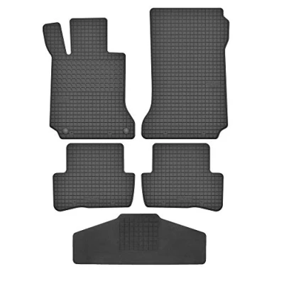 Abbildung von Fußmatten Vorne, Hinten + Tunnel Matte 5er Set für Mercedes Benz C Klasse W204 2007 2015 Gummi Gummimatten