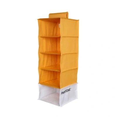 Abbildung von Pantone™ platzsparender Organizer zum Aufhängen, 5 Fächer, Kleidung und Zubehör, vertikaler Kleiderschrank, faltbar, Trennwände für den Innenschrank, Aufbewahrung Kleidung, 84 x 30 cm,