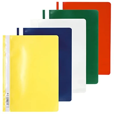 Abbildung von Exacompta 449225B 25er Pack Plastik Schnellhefter. Aus PP Folie für DIN A4 kaufmännische Heftung Farbig Sortiert mit Beschriftungsstreifen Hefter Ideal Büro und Schule