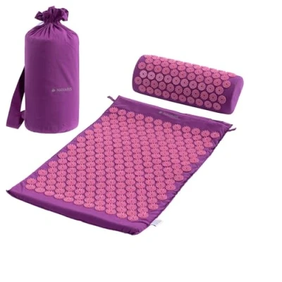 Abbildung von Navaris Akupressurmatte 2in1 Akupressur Massage Set Matte und Kissen Violett (1 St)