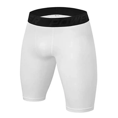 Abbildung von PowerLayer Herren Kompressionsshorts, Schnelltrocknendes Baselayer Unterhose Tights Kurz Hose Laufunterwäsche Weiss, L