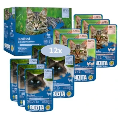 Abbildung von Bozita Sterilised Häppchen in Sauce mit Fleisch Multibox 12x85 g Pouch Nassfutter für Katzen im Portionsbeutel