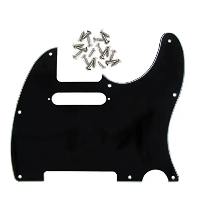 Abbildung von FLEOR 8 Loch 3 lagig Schwarz TL Pickguard Single Coil Neck Hole Schnittschutzplatte mit Befestigungsschrauben für den Austausch von US/Mexiko Standard TE Plate