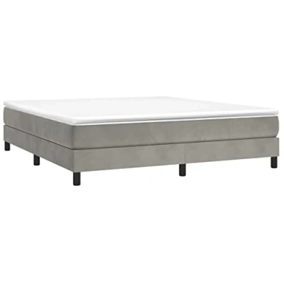 Abbildung von vidaXL Bettgestell, Polsterbett Bett für Schlafzimmer, Bettrahmen mit Lattenrost Stützbeinen, Schlafzimmerbett Doppelbett, Hellgrau 180x200cm Samt
