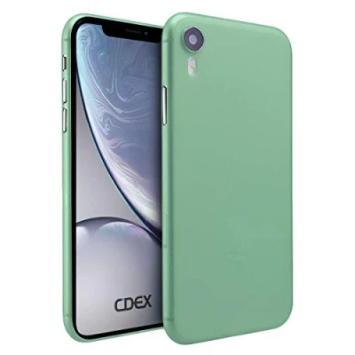 Abbildung von doupi UltraSlim Hülle kompatibel für iPhone Xr (iPhone 10r) 6,1 Zoll, Ultra Dünn Fein Matt Handyhülle Cover Bumper Schutz Schale Hard Case Taschenschutz Design Schutzhülle, grün