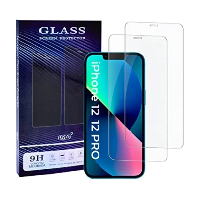 Abbildung von UNO&#039;UNO MAS Uno VENTAS Displayschutz, 2 Einheiten, Displayschutz aus gehärtetem Glas, kompatibel mit iPhone 12 und Pro. Gehärtetes Glas HD. Passend für