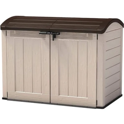 Abbildung von Keter Mülltonnenbox Store it Out Ultra, Holzoptik, Kunststoff, für 2X 360 Liter Mülltonnen, beige/braun