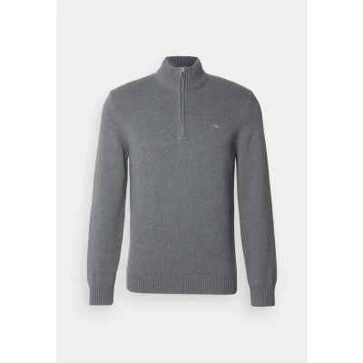 Abbildung von GANT Casual HALF ZIP Strickpullover, Herren, Größe: Small, Dark grey melange