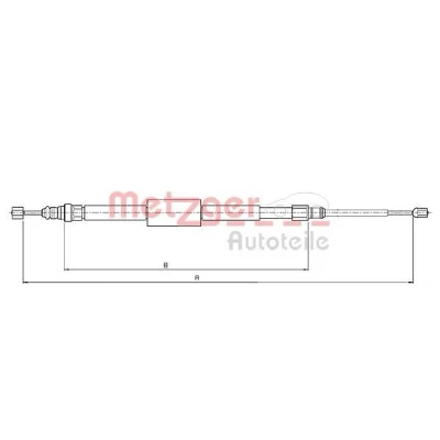 Abbildung von METZGER 10.6687 Handbremsseil hinten links, rechts 2080/1080 COFLE RENAULT: SCENIC 2, GRAND MEGANE 2 Kombi