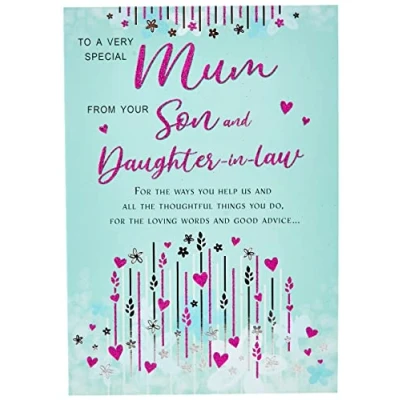 Abbildung von Piccadilly Greetings Regal Publishing Moderne Muttertagskarte &quot;Mum from Son &amp; Daughter in Law&quot;, Blau, 22,9 x 15,2 cm