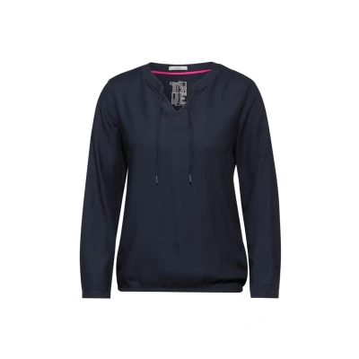 Abbildung von Cecil MIT Elastischem SAUM Langarmshirt, Damen, Größe: XL, Blau