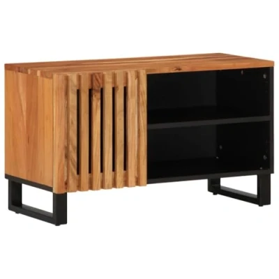 Abbildung von vidaXL TV Schrank, Fernsehtisch mit Stauraum, Fernsehschrank für Wohnzimmer, Regal Lowboard Fernseher, Industrie Stil, Massivholz Akazie