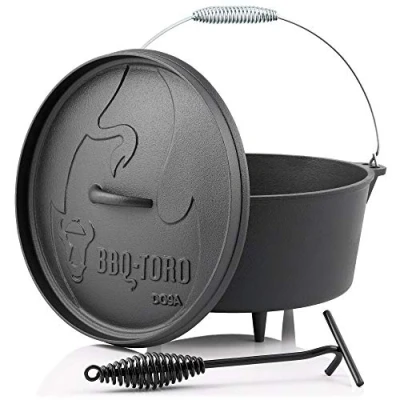 Abbildung von BBQ Toro Grilltopf Dutch Oven DO9A, 7,2 L Alpha Gusseisen Kochtopf, Gusstopf, (3 tlg)