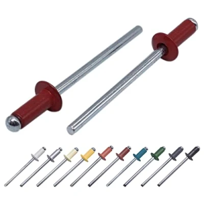 Abbildung von (500 Stück) Lackierte Blindnieten 4,0 x 8 mm, Kuppelkopf, DIN 7337, Aluminiumniete und Stahldorn, Popnieten (500, Braunrot RAL 3011)