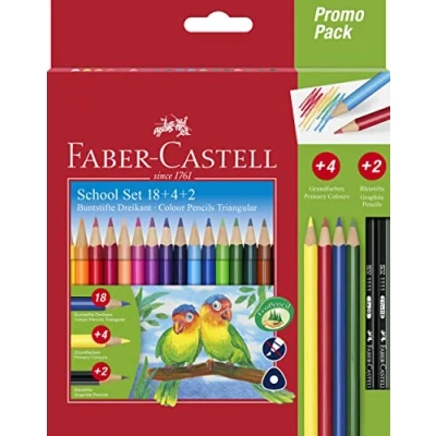 Abbildung von FABER CASTELL 201597 Buntstifte Set Colour Grip dreikant, 24 teilig, inkl. Bleistifte, für Kinder und Erwachsene