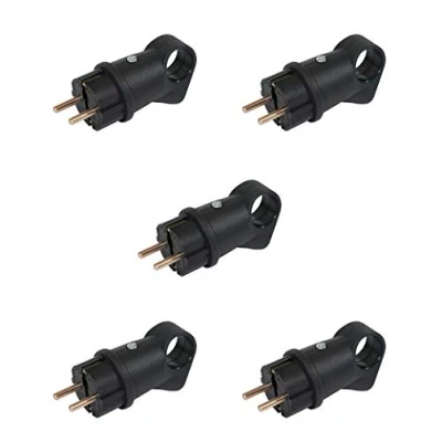 Abbildung von 5 Stück Gummi schuko Stecker oder Kupplung IP44 vollgummi und mit Abdeckkappen wasserdicht feuchtraum aussen schukostecker (5 Drück)