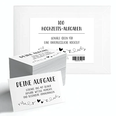 Abbildung von Hyggelig Home Hochzeitskarte 100 Hochzeits Aufgaben Karten, Hochzeitsspiel, Fotospiel, Knickfreie Lieferung Qualitätsdruck Dickes Papier