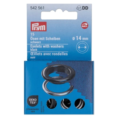 Abbildung von Prym 542561 542542 Ösen mit Scheiben, 11 mm, rot/silberfarbig, vearbeitbar dem Vario Creative Tool, schwarz, Ø 14 15