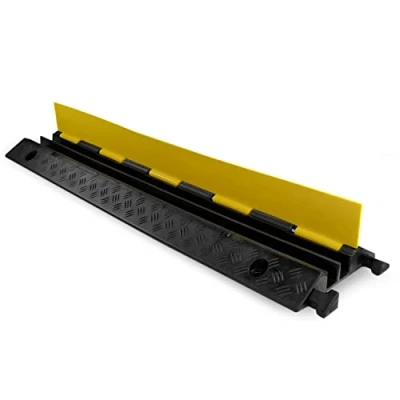 Abbildung von Kabelbrücke mit 2 Kanälen Hartgummi Polyethylen HxBxL: 4,5 x 24,0 98,0 cm Belastbar bis zu einem Achsgewicht von 8 Tonnen schwarz/gelb