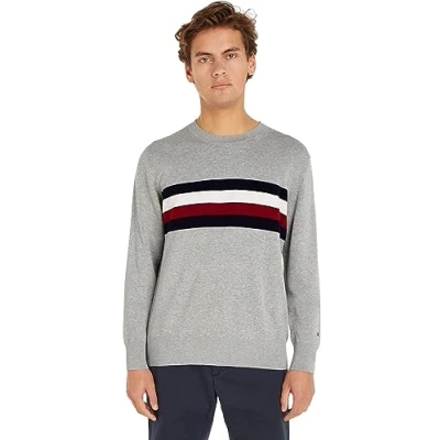 Abbildung von Tommy Hilfiger Herren Sweatshirt ohne Kapuze, Grau (Light Grey Heather), XL
