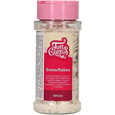 Abbildung von FunCakes Glitter Schneeflocken Weiß: Kuchenstreusel, guter Geschmack, perfekt zum Dekorieren von Kuchen, Schneeflockenstreusel. 50 g.