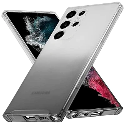 Abbildung von Verco Farbwechsel Hülle für Samsung Galaxy S21 Ultra, Schutzhülle Handy Cover Transparent mit Farbverlauf und Kameraschutz Slim Case, Schwarz