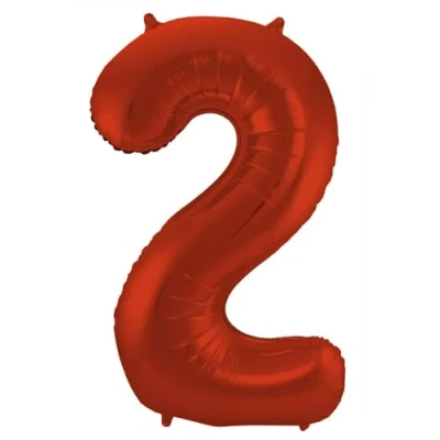 Abbildung von Folienballon Zahl 2 Rot Metallic Matte 86cm