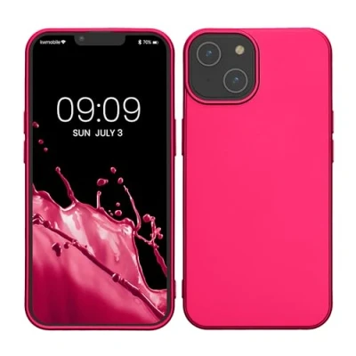 Abbildung von kwmobile Case kompatibel mit Apple iPhone 14 Hülle Schutzhülle aus Silikon metallisch schimmernd Handyhülle Metallic Pink