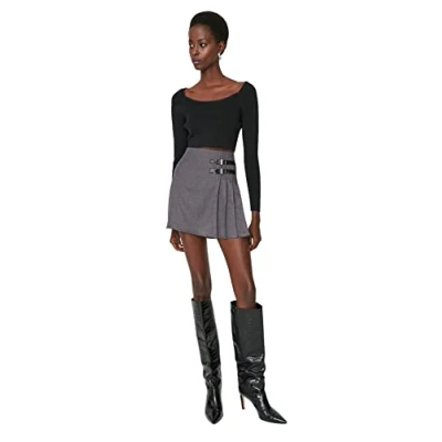 Abbildung von Trendyol Women&#039;s Damen Mini A Linie Webstoff Rock Skirt, Anthracite, 34