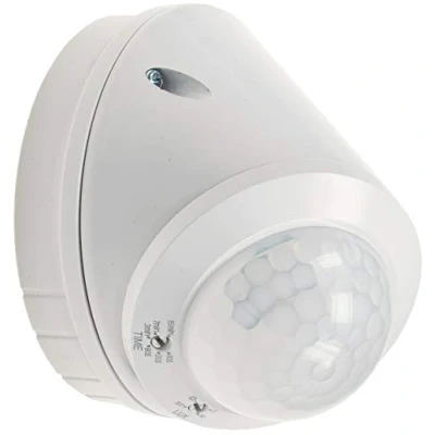 Abbildung von ChiliTec Bewegungsmelder Aufputz IP65 Wand &amp; Deckenmontage Infrarot Innen Aussen 360 Sensor LED geeignet Zeit einstellbar Weiß