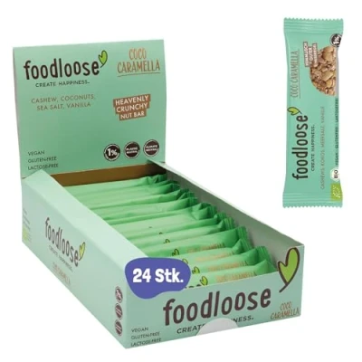 Abbildung von foodloose Bio Nussriegel Coco Caramella Vegane, laktose und glutenfreie Riegel ohne raffinierten Zucker Cashews, Kokos, Meersalz &amp; Vanille Vorteilspack (24 x 35g)