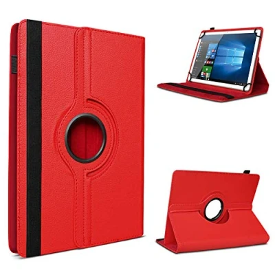 Abbildung von UC Express Schutzhülle kompatibel mit Acepad A145 A130 A14 Hülle Tasche Universal Tablet Kunstleder Standfunktion 360 Drehbar Cover Case, Farben:Rot