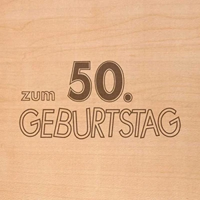 Abbildung von Holzgrusskarten Original Glückwunschkarte zum 50. Geburtstag 100% Made in Austria, besteht aus Kirschholz Karte bzw. Birthday, Geburtstagskarte, Geburtstagsgeschenk uvm.