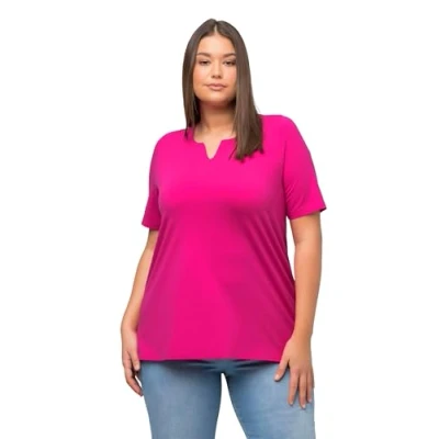 Abbildung von Ulla Popken Halbarm Tshirt basic, Damen, Größe: 50/52, Fuchsia pink