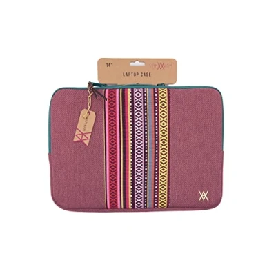 Abbildung von VAMVAM by Wondee Laptophülle bis 35,6 cm Laptoptasche 14 Zoll 13 Zoll, Kirsche mit dekorativem Streifen, Farben, gepolstert und verstärkt Reißverschluss