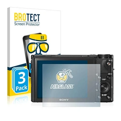 Abbildung von BROTECT Schutzglas für Sony Cyber Shot DSC RX100 VI (3 Stück) Schutzfolie Panzer Folie Glas [Extrem Kratzfest 9H, Anti Fingerprint,