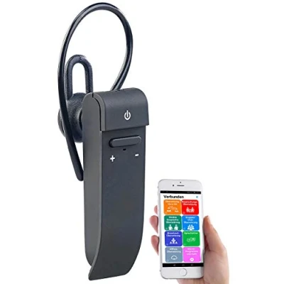 Abbildung von Callstel Sprachübersetzer: 2in1 Live Übersetzer und In Ear Mono Headset, kabellos, Bluetooth, App (Telefon Übersetzer, Sprachübersetzer, Freisprecheinrichtung)