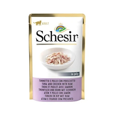 Abbildung von Schesir Cat Jelly Hühnerfilet mit Schinken, Katzenfutter nass in Gelee, 20 Beutel x 85 g