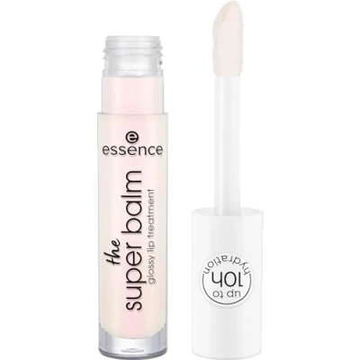 Abbildung von essence the SUPER BALM glossy lip treatment, Lippenbalsam, Nr. 01, Transparent, feuchtigkeitsspendend, vegan, ohne Konservierungsstoffe, Parabene, Mikroplastikpartikel, 1er Pack (5ml)