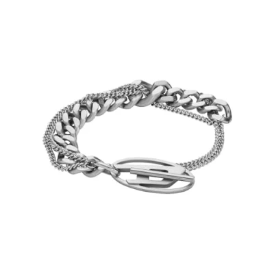 Abbildung von Diesel OVAL LOGO Armband silvercoloured, Herren, Größe: One Size, Silver coloured