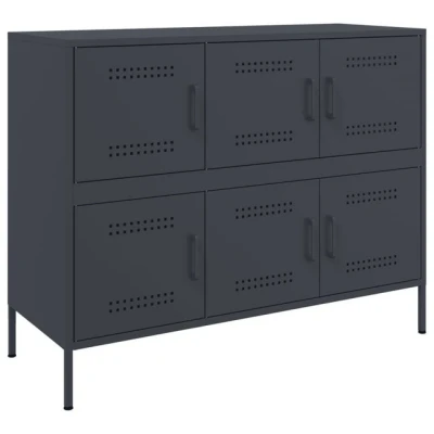 Abbildung von vidaXL Sideboard, Kommode mit Stauraum, Schrank Beistellschrank Verstellbare Schraubfüße, Wohnzimmer Anrichte Highboard, Industrie Stil, Anthrazit Kaltgewalzter Stahl