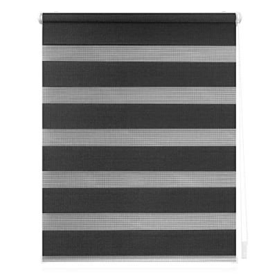 Abbildung von Lichtblick Doppelrollo Klemmfix ohne Bohren, Streifen, Blickdicht, Klemmträger Montage, Sichtschutz, Wandmongtage, Deckenmontage, für Fenster und Türen Anthrazit,70 cm X 150 (B L)