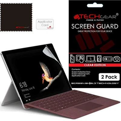 Abbildung von TECHGEAR [2 Stück Displayschutz für Microsoft Surface Go, Go 2, 3, 4 Ultra Klare Schutzfolie mit Reinigungstuch + Applikationskarte